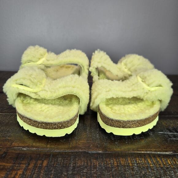 Birkenstock Arizona Shearling Womens 6 EU 37 Narrow Sandals Yellow Brown - Picture 3 of 10